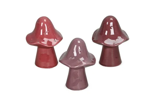 matches21 HOME & HOBBY Dekofigur Herbstfiguren Pilze Set, in Ø 7 x 10 cm, in Lila (3 St), Dekofiguren für Tischdeko aus Dolomit