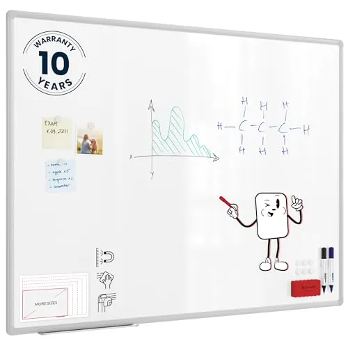 ALLboards Magnetisches Whiteboard 120x80cm – Vielseitige Magnettafel mit Aluminiumrahmen - Magnettafel in 120x80cm, trocken abwischbar und mit eleganten Aluminiumrahmen. Ideal für Zuhause oder Büro, inklusive Montageteile und Zubehörfach.