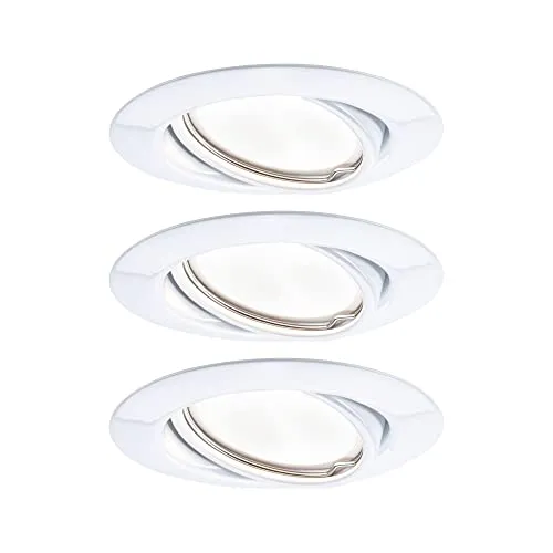 Paulmann 93423 Base Einbauleuchte 3er Set LED 15W Weiß - Einbauleuchten, 3er Set mit austauschbaren LED Leuchtmitteln für warmweißes Licht und einfache Verkettung dank 230V-Direktanschluss.