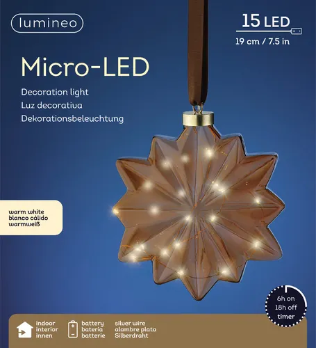 Lumineo LED Blume braun/ warmes weiss 8x19x19cm