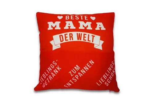 Bada Bing Dekokissen Beste Mama Kissen mit 3 Taschen zum befüllen Geschenk für Muttertag, Kissenhülle mit Füllung