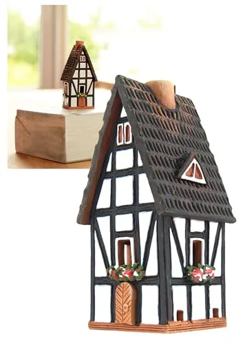 Midene Weihnachtshäuser Keramik Lichthäuser, Räucherhaus Weihnachten, Keramikhaus Deko, Weihnachtsdorf Häuser Handarbeit, Künstlerisches Miniatur aus der Fantasy House Collection, R100