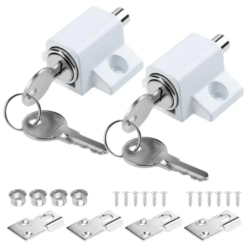 Stück Schiebetür Verriegelung, Weiß Schiebetürschloss Schiebetür Verschlüsse Set Sicherheitsschloss Fenster und Terrassentüren Fensterschraube Schiebe Universalschlösser 2