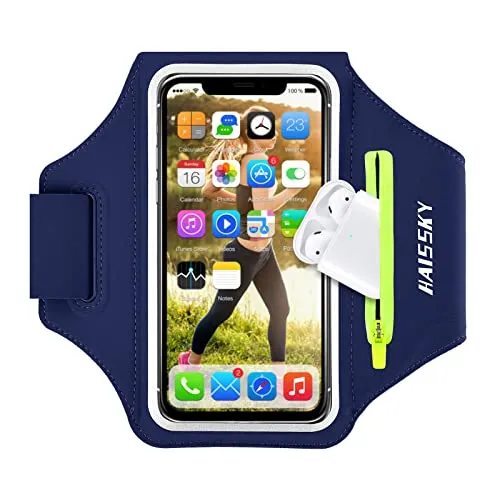 Handy Armband Joggen Sportarmband Mit Kopfhörer SchlüsselTasche, Handyhalterung Arm Joggen Handy Armbänder mit Kartenschlitz für iPhone 16 Pro Max/15 Pro/14/13 Pro/12 Plus,Handytasche Running Zubehör