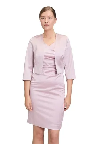 Vera Mont Bolerojacke mit Falten - Eleganter Bolero in Rosé, aus pflegeleichtem Satin, ideal für besondere Anlässe. Schmale Passform mit dreiviertel Armen und kragenlosem Ausschnitt.