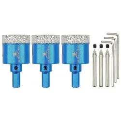 Diamantbohrer Lochsäge 35mm für Keramik, Granit & Marmor – 3er Set - Das 3er Set Diamantbohrersägen mit 35mm Durchmesser sorgt für präzise und saubere Schnitte in Keramik, Granit und Marmor. Ideal für verschiedene Bohrmaschinen, inklusive Zentrier-Bits für optimale Handhabung.