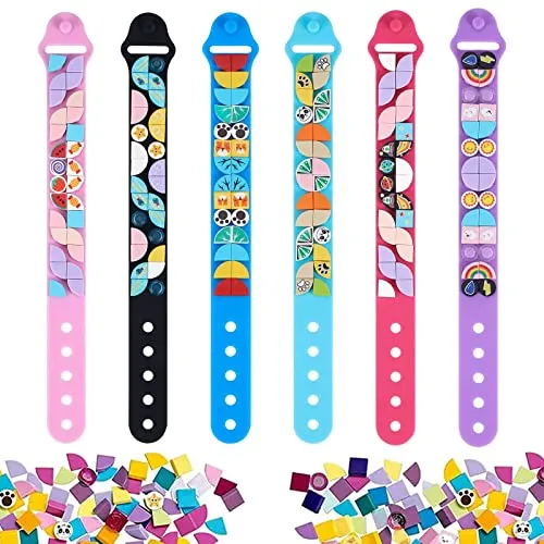 Kinder Bauklötze Armbänder, 6 Stück Dots Armbänder,Freundschaftsbänder Spielzeug, DIY Kreatives Basteln Armband Making Kit, für Mädchen Jungen Teenager Geburtstagsgeschenke (B)