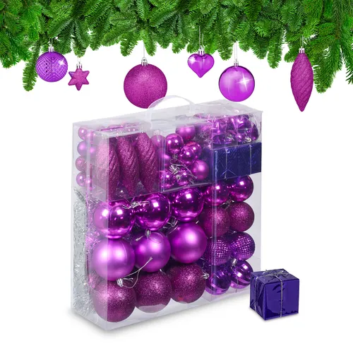 Weihnachtskugeln 110er Set - Christbaumschmuck in Pink - Christbaum- & Feiertagsschmuck: 110 hochwertige Kunststoffkugeln in verschiedenen Pinktönen, ideal für einen festlichen Weihnachtsbaum.