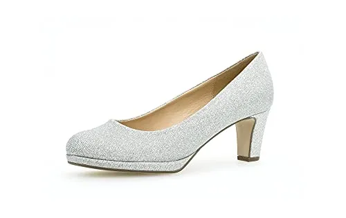 Gabor Pumps silberfarben 44 EU (9,5 UK) - Elegante silberfarbene Pumps von Gabor in Größe 44 für stilbewusste Anlässe. Mit 6 cm Absatzhöhe und hochwertigem Echtleder-Innenmaterial bieten sie einen angenehmen Tragekomfort.