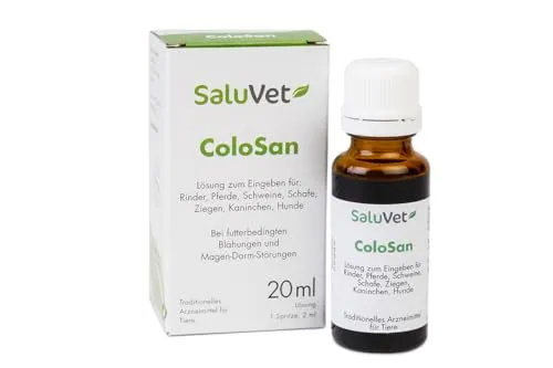 Saluvet ColoSan Lösung für Tiere | 20 ml - Gesundheitsprodukte für Pferde, unterstützt natürlich bei Magen-Darm-Störungen und Blähungen mit einer einzigartigen Rezeptur aus ätherischen Ölen.