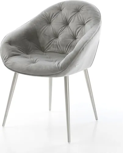 DELIFE Esszimmerstuhl Gaio-Flex Samt Grau in silber von Delife
