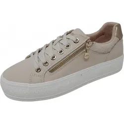 s.Oliver Sneaker Beige 36 EU - Bequeme Schnürschuhe - Modische Sneaker in Größe 36 und beigem Design. Robustes Obermaterial aus Synthetik für einen stylischen Look und hohen Tragekomfort.
