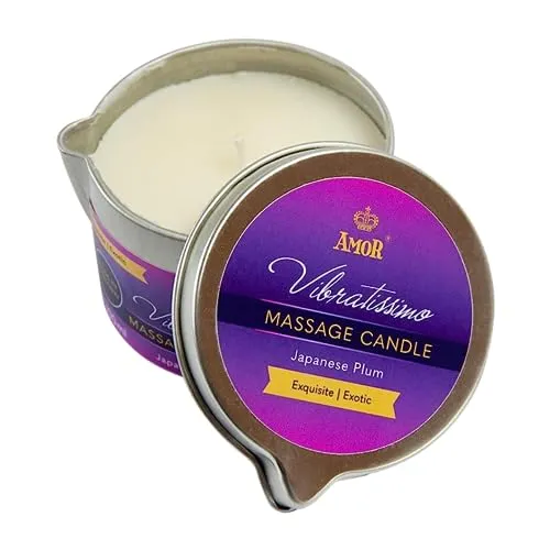 Vibratissimo Massagekerze Japanese Plum 50 ml mit Pflaumen Duft aus Natürlichen Rohstoffen und Kokosöl für Empfindliche Haut Geeignet