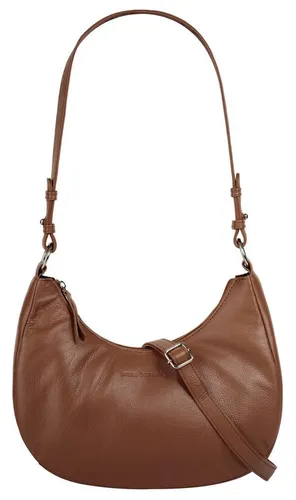 Umhängetasche BRUNO BANANI aus Leder, cognac - Elegante Handtasche aus 100% Rindleder, ideal für Alltag und Freizeit. Mit abnehmbarem Schultergurt und viel Stauraum für Essentials. Maße: 28x24x9 cm.