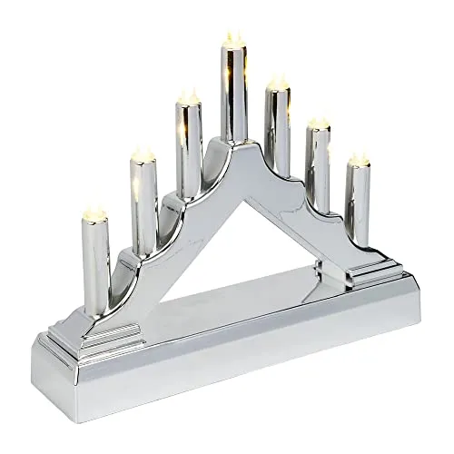 Ideen mit Herz Mini LED-Lichterbogen | 15,6 cm x 13cm x 3,8 cm | Inkl. Timer-Funktion (silber)