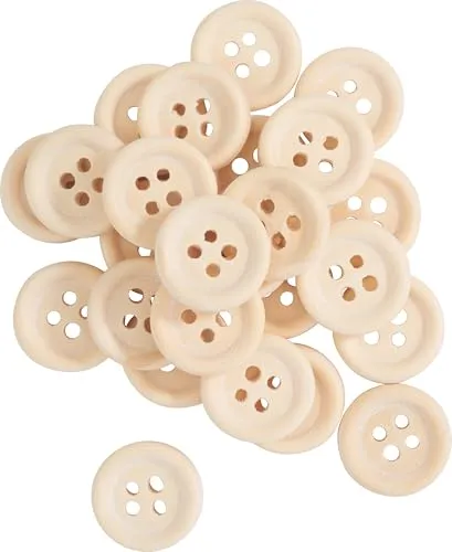 VBS Holzknöpfe Nature, 25 Stk., 2-3 cm, natürliche Holzknöpfe, DIY Bastelbedarf, ideal für Nähen, Deko,Kinderbasteln Ø 1,3 cm