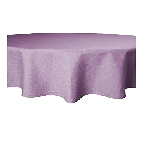 Tischdecke Flieder 140 cm Ø rund Struktur Mitteldecke Leinen-Optik beschichtet Wasser und Schmutz abweisend Lotuseffekt