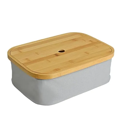 ESTEXO Faltbarer Bambuskorb Aufbewahrungsbox Hellgrau 35x25x12 cm Aufbewahrungskorb Korb