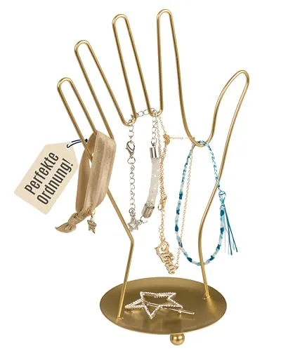 Out of the blue Schmuckhalter Hand Gold Metall - Schmuckständer mit stabilem Standfuß für Ketten, Ringe & Ohrringe - Schmuck Aufbewahrung & Zimmerdeko für Schlafzimmer oder Schminktisch