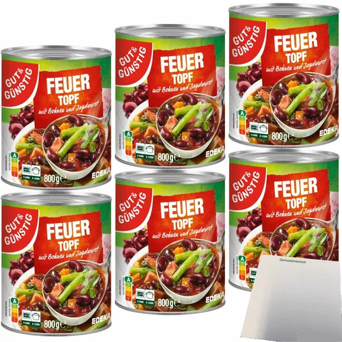 Gut&Günstig Feuertopf mit Bohnen und Jagdwurst 6er Pack 6x800g Dose usy Block