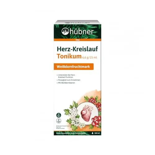 Hübner Weißdorn Herz-Kreislauf-Tonikum - Pflanzliches Ergänzungsmittel zur Unterstützung der Herz-Kreislauf-Funktion, alkoholfrei, vegan und ideal für eine gesunde Herzfunktion ohne Kompromisse.