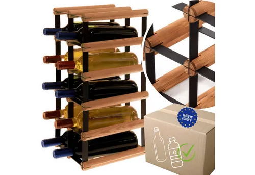 MODO24 Weinregal aus Metall & Holz für 10 Flaschen – Stilvoller Weinständer für Küche und Keller