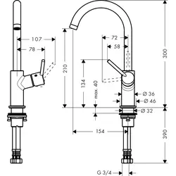 hansgrohe Talis Einhebel-Waschtischmischer 210mm, Chrom - Waschtischarmaturen mit 210 mm Ausladung, schwenkbarem Auslauf und Push-Open Garnitur für einfachen Zugang und elegantes Design. Ideal für moderne Badezimmer!