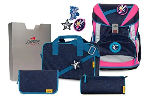 DerDieDas Schulrucksack Set 5-TLG. Ergoflex Buttons Blue Fairy