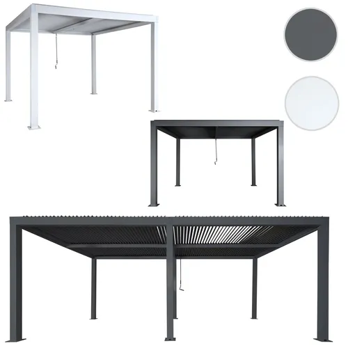 Mendler Pergola HWC-L46, 3x3m Lamellen-Pavillon in weiß von Heute-Wohnen