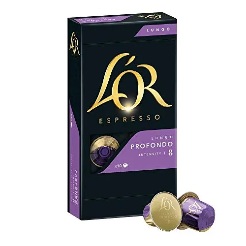 L'OR Kaffeekapseln Lungo Profondo, 100 Nespresso®* kompatible Kapseln - Kaffee: Intensiv-würziger Lungo Profondo mit Intensität 8, aus 100% UTZ-zertifiziertem Kaffee, ideal für Kaffeeliebhaber, die Qualität schätzen.