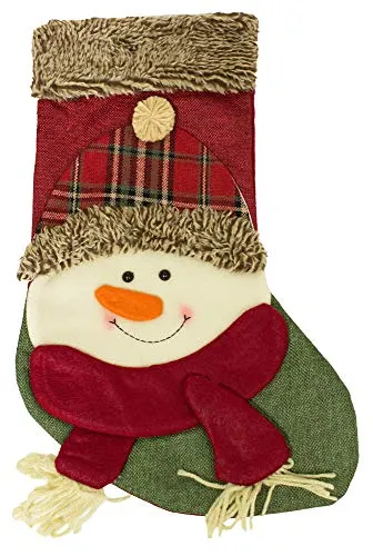 Trachtenland XL Nikolaus Stiefel Weihnachtsstrumpf zum Befüllen 45 cm - 3D Schneemann Santa