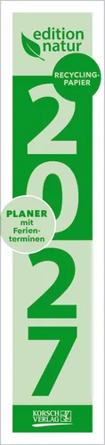 Streifenplaner Compact Dunkelgrün 2027 aus Recyclingpapier Korsch Verlag