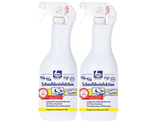 Dr. Becher Schnelldesinfektion 2x1lt - Desinfektionsprays & -flüssigkeiten, hochwirksame Schnelldesinfektion für schnelle Hygienemaßnahmen, ideal für gewerbliche und private Nutzung.