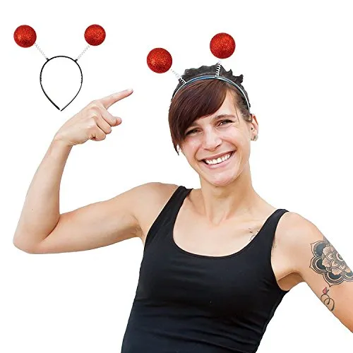 Oblique Unique® Haarreifen Rote Glitter Glitzer Antenne Kugeln I Kostüm Accessoire I Headbands Hats Caps & Headwear