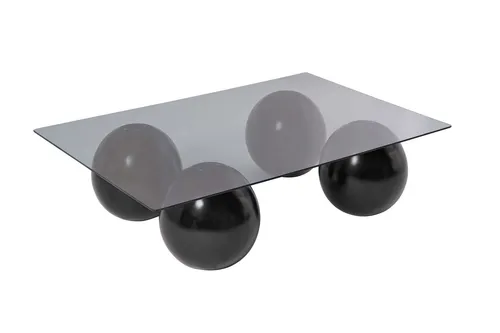 Stylischer Couchtisch Schwarz Grau mit Glasplatte