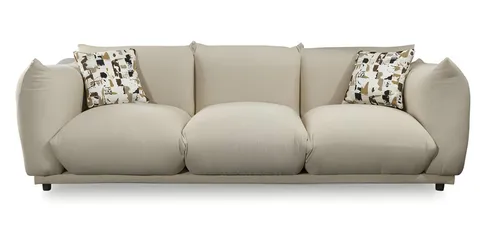 Design Sofa Couch Garnitur Set 3+1 in Beige und Blau - Elegante Sofa-Set für das Wohnzimmer, bestehend aus einem 3-Sitzer und einem 1-Sitzer. Modernes Design mit weichem Polsterstoff und stabiler Bauweise, ideal für gemütliche Abende.