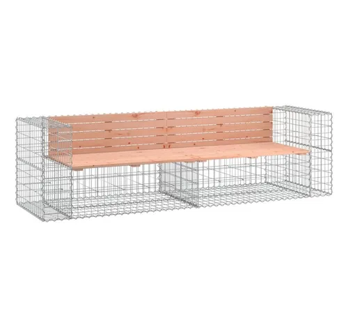 furnicato Gartenbank aus Gabionen 244x71x65,5 cm - Sitzbank in hochwertiger Gabionen-Optik, aus robustem Douglasienholz, ideal für Gärten und Terrassen. Stabiler Sockel aus verzinktem Stahl garantiert Langlebigkeit und Pflegeleichtigkeit.