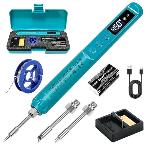 Akku Lötkolben Set mit LCD-Display – kabellos und temperaturverstellbar