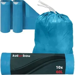 KOTARBAU® 2er Set Müllbeutel 60L mit Zugband Blau Müllsäcke Müllbeutel reißfest Mülltüte Abfallsäcke Hausmüllsack Müllsäcke mit Zugband...