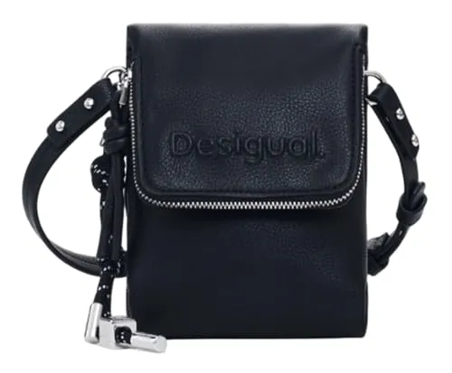 Desigual Mone_Half Phone Black Bi-Fold Wallet für Damen - Damen-Geldbörsen mit mehreren Innentaschen und praktischer Außentasche mit Reißverschluss für optimale Organisation