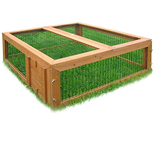HABAU 562 Freilaufgehege mit 2 Deckeln | mit pulverbeschichtetem Gitter, 97 x 97 x 40 cm