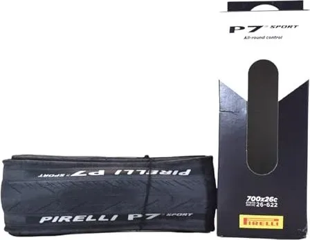 Pirelli P7 Sport 700X26 Drahtreifen Klappbar, Schwarz - Fahrradreifen für sportliche Fahrer, klappbar und bietet hervorragenden Grip und Stabilität auf der Straße.