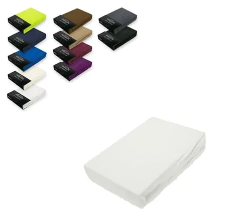 EXKLUSIV HEIMTEXTIL Frottee Spannbettlaken 120 x 200 cm - Spannbetttücher aus 80% Baumwolle, 20% Polyester, Öko-Tex zertifiziert, mit Rundumgummizug für perfekten Sitz und pflegeleicht bis 60°C.