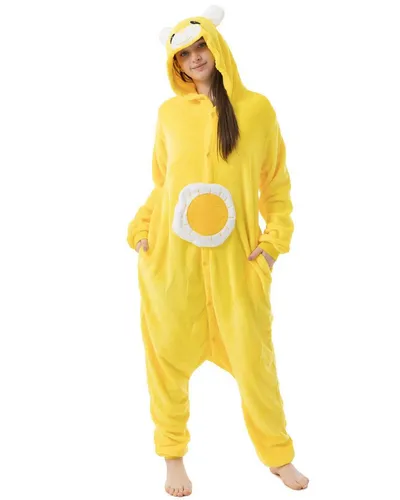 Katara Partyanzug Glücksbärchis Jumpsuit Onesie für Erwachsene S-XL, Karneval, Kigurumi - Glücksbärchi Sonnenschein Bärchi M (155-165cm)