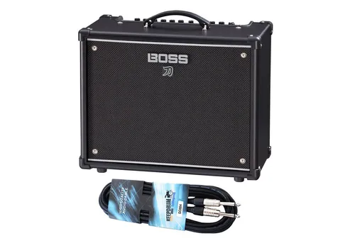 Boss Katana 50 Gen 3 Gitarrenverstärker mit Kabel - Verstärker mit 50 Watt Leistung, 2 Kanälen und 6 Verstärkertypen für vielseitige Klangmöglichkeiten, ideal für Heimübungen und Live-Auftritte.