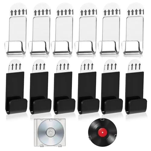 Produktbild RTSHUK Schallplatten Wandhalterung, 12 Pcs Vinyl Record Hangers Transparent Vinyl Wandhalterung Acryl Schallplattenregal ohne Bohren for Collection Magazine Office Decoration