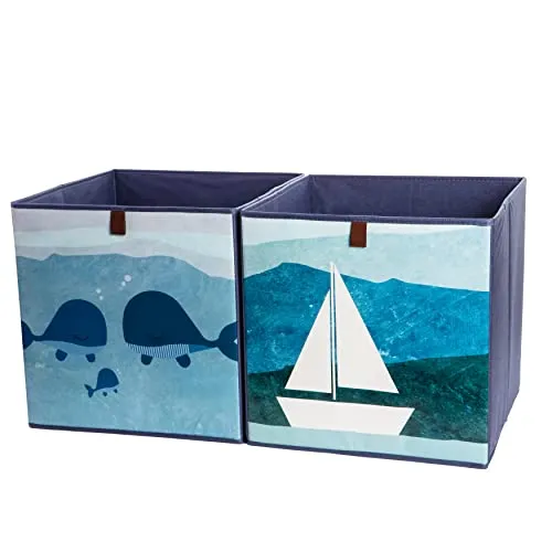 2friends Aufbewahrungsboxen, 2er Set, 33 x 33 x 33 cm, faltbare Stoffbox, Vorderseite abwaschbar, Fb. blau
