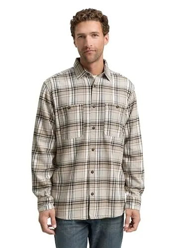 TOM TAILOR Herren Comfort Fit Flanell-Hemd 1047337 - Herrenhemden: Locker geschnittenes Karohemd aus kuscheligem, weichem Flanell-Stoff – ideal für den Holzfäller-Stil und angenehm warm.
