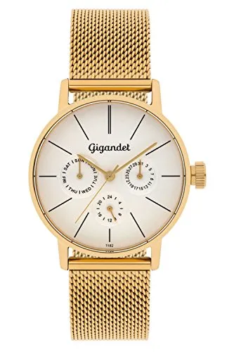 Gigandet Damenuhr G38-007 - Multifunktionale Eleganz - Armbanduhren für Damen mit edlem Milanaise Edelstahlarmband und kratzfestem Mineralglas, ideal für Büro und Abendveranstaltungen.