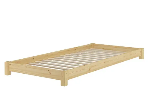 ERST-HOLZ Massivholzbett Futonbett 90 x 200 Kiefer - Massives Einzelbett aus europäischer Kiefer, ideal für niedrige Zimmer. Mit nur 17 cm Höhe perfekt für Teenager und Gäste, belastbar bis 120 kg. Pflegeleicht und nachhaltig!